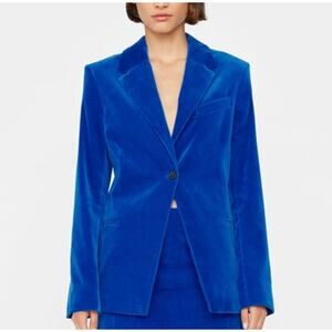 Frame Blue Velvet Single Button Blazer Women's Jacket Coat Business sz 4